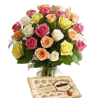 25 colorful roses with chokolates | Flower Delivery Vologda
