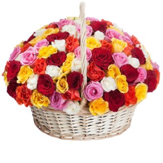 51 colorful roses in the basket | Flower Delivery Vologda